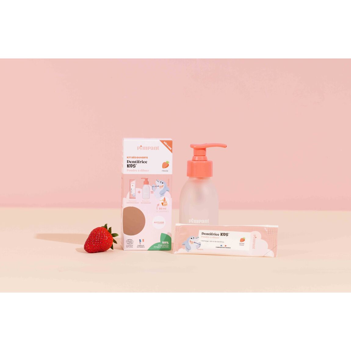 Kit découverte dentifrice kids à la fraise - Pimpant