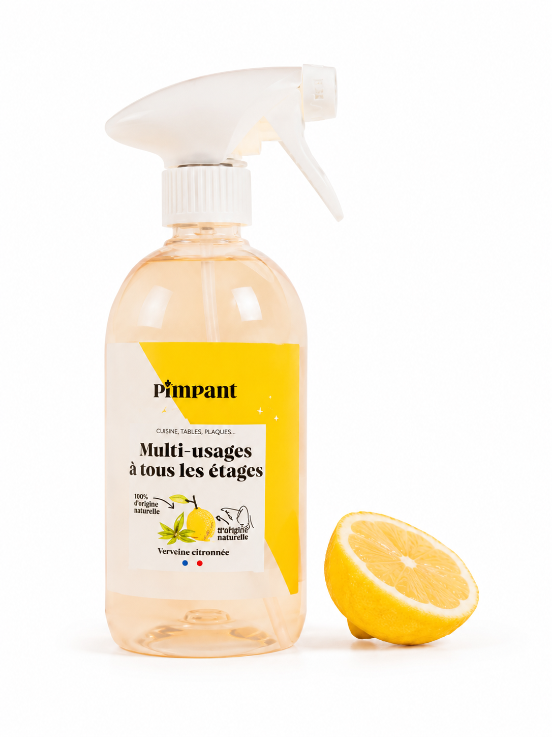 Bouteille spray nettoyant multi-usages Pimpant rechargeable verveine citronnée