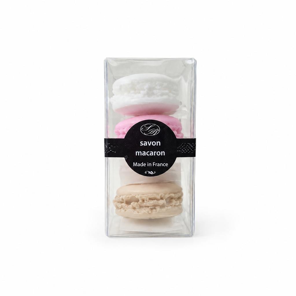 Coffret de savons macarons fabriqués en France avec senteurs gourmandes