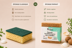 Comparaison éponge classique et éponge écologique Pimpant sans plastique