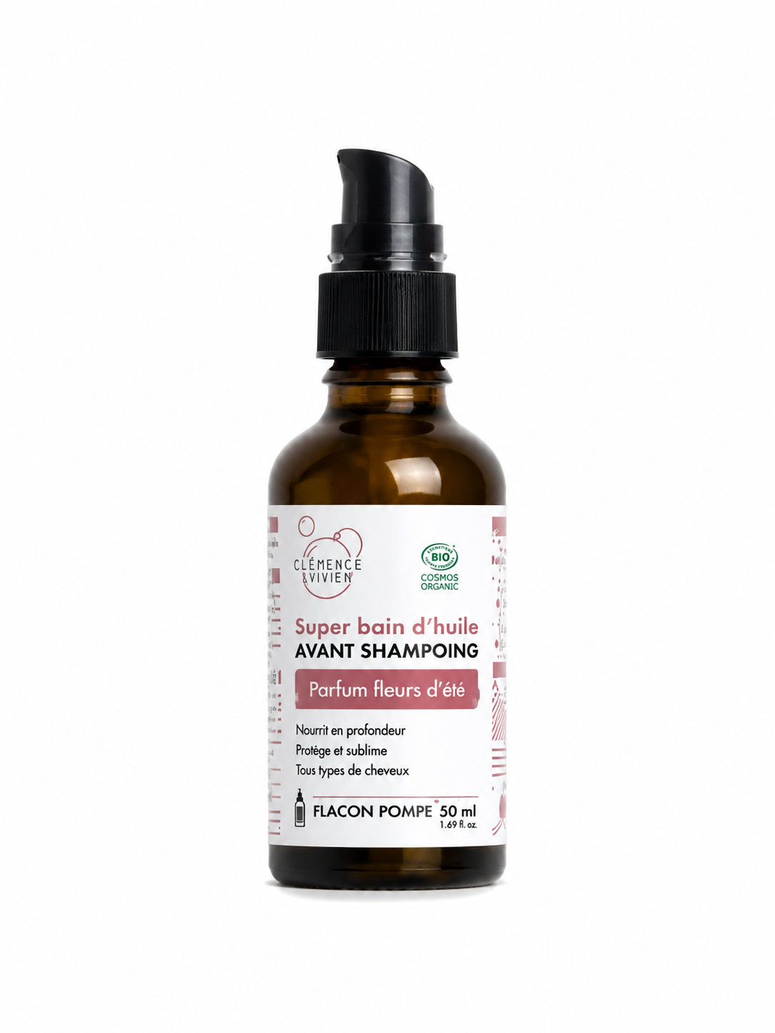 Flacon pompe huile capillaire nourrissante Clémence & Vivien 50 ml