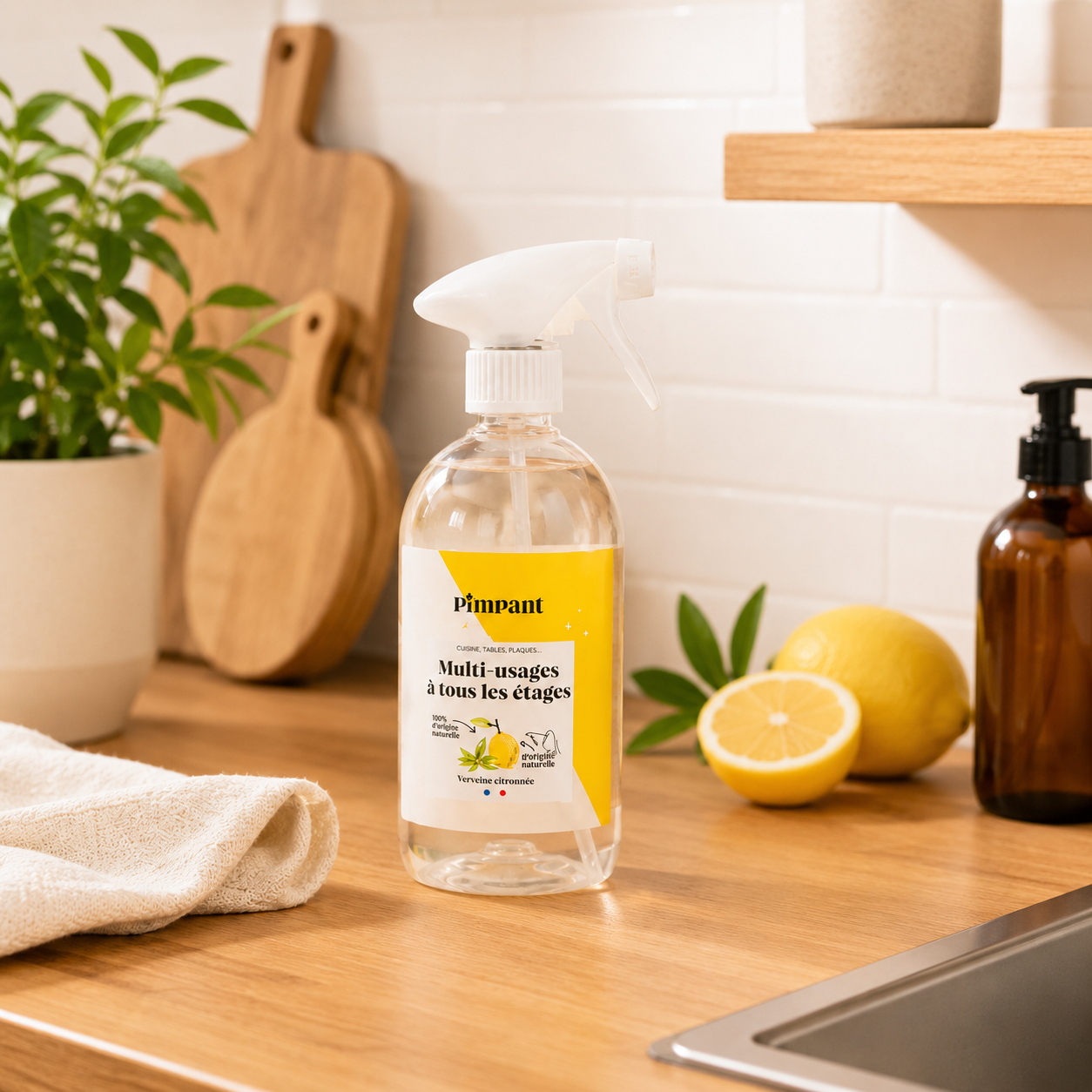 Flacon spray Pimpant transparent pour recharge multi-usages écologique