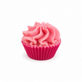 Fondant de bain cupcake rose artisanal sur fond blanc minimaliste