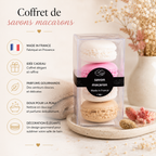 Infographie Shopify coffret savons macarons avec avantages produit