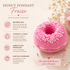 Infographie fondant donut fraise hydratant et parfumé
