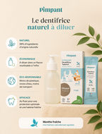 Infographie mobile dentifrice naturel Pimpant avec bénéfices écologiques et ingrédients naturels
