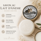 Infographie savon au lait d’ânesse naturel hydratant fabriqué en France