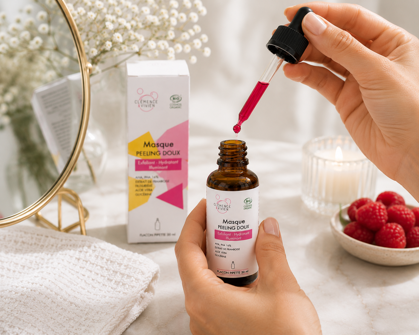 Masque peeling doux exfoliant illuminateur pour peau éclatante
