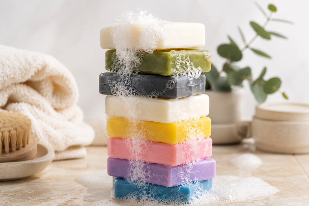 Produits artisanaux bien-être avec lumière douce et ambiance cocooning