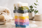 Produits artisanaux bien-être avec lumière douce et ambiance cocooning