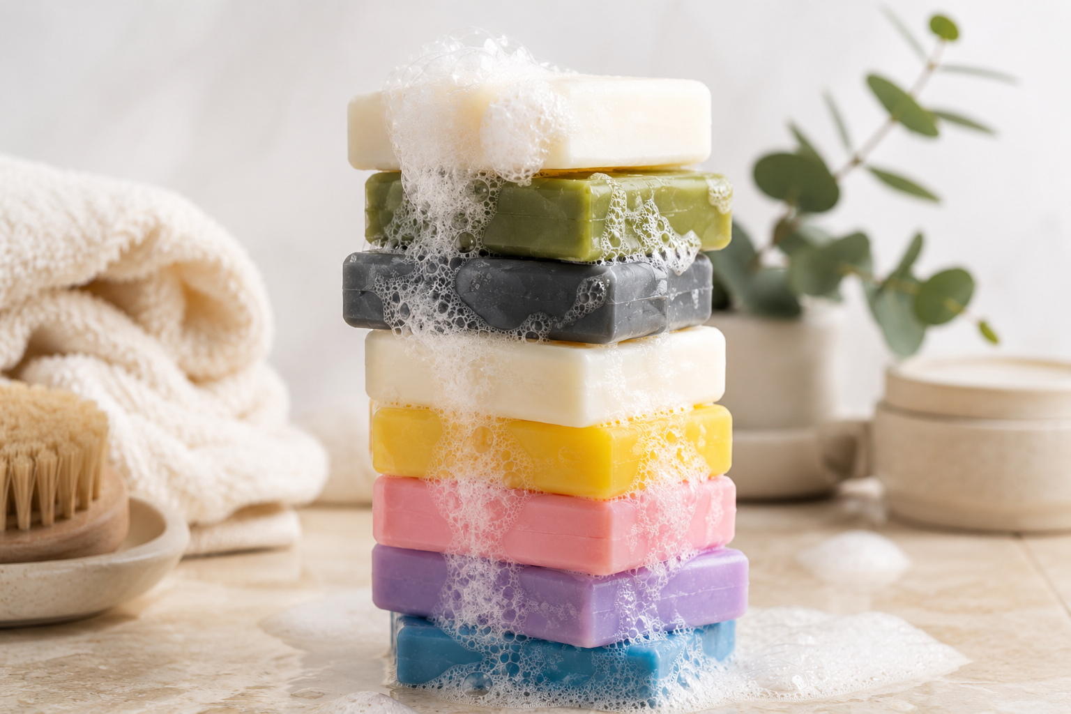 Produits artisanaux bien-être avec lumière douce et ambiance cocooning