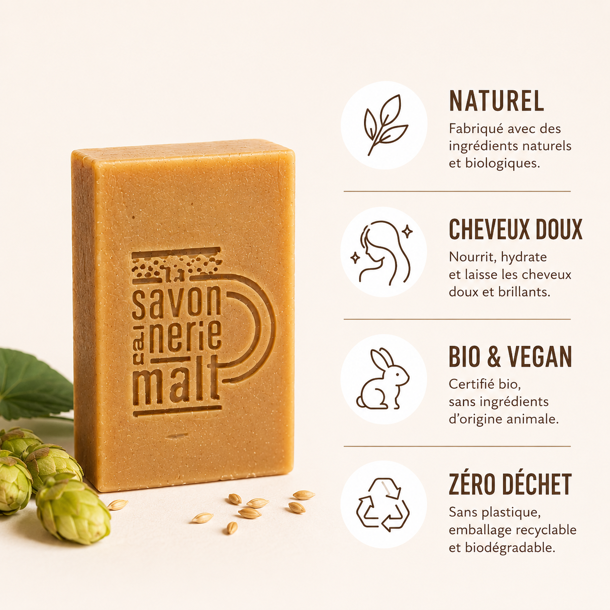 Savon bio artisanal avec packaging rouge dans une douche premium
