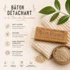 Savon détachant écologique avec packaging kraft et décor zéro déchet