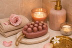 Savon exfoliant hydratant avec présentation premium style Pinterest