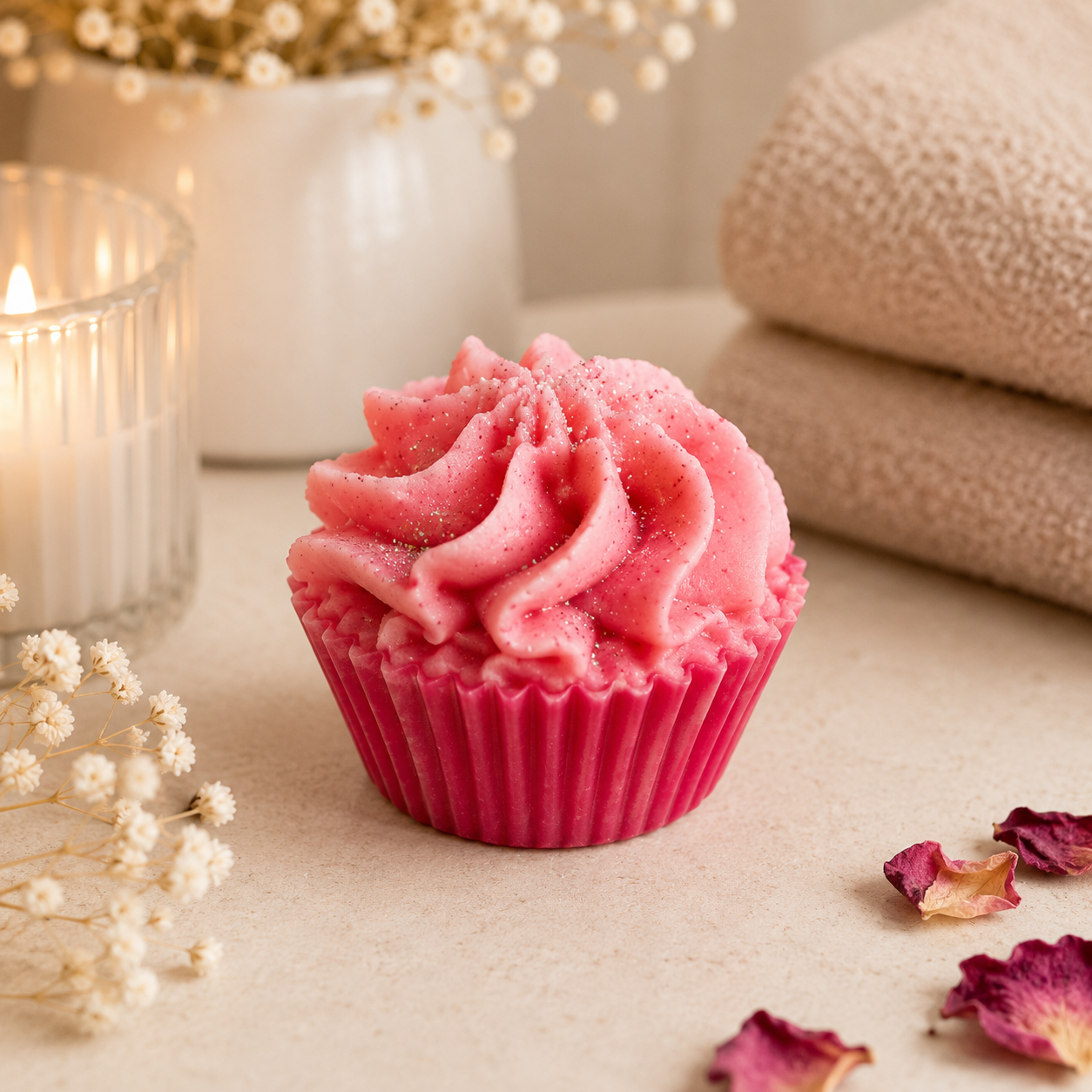 Texture fondante du cupcake de bain hydratant aux beurres bio