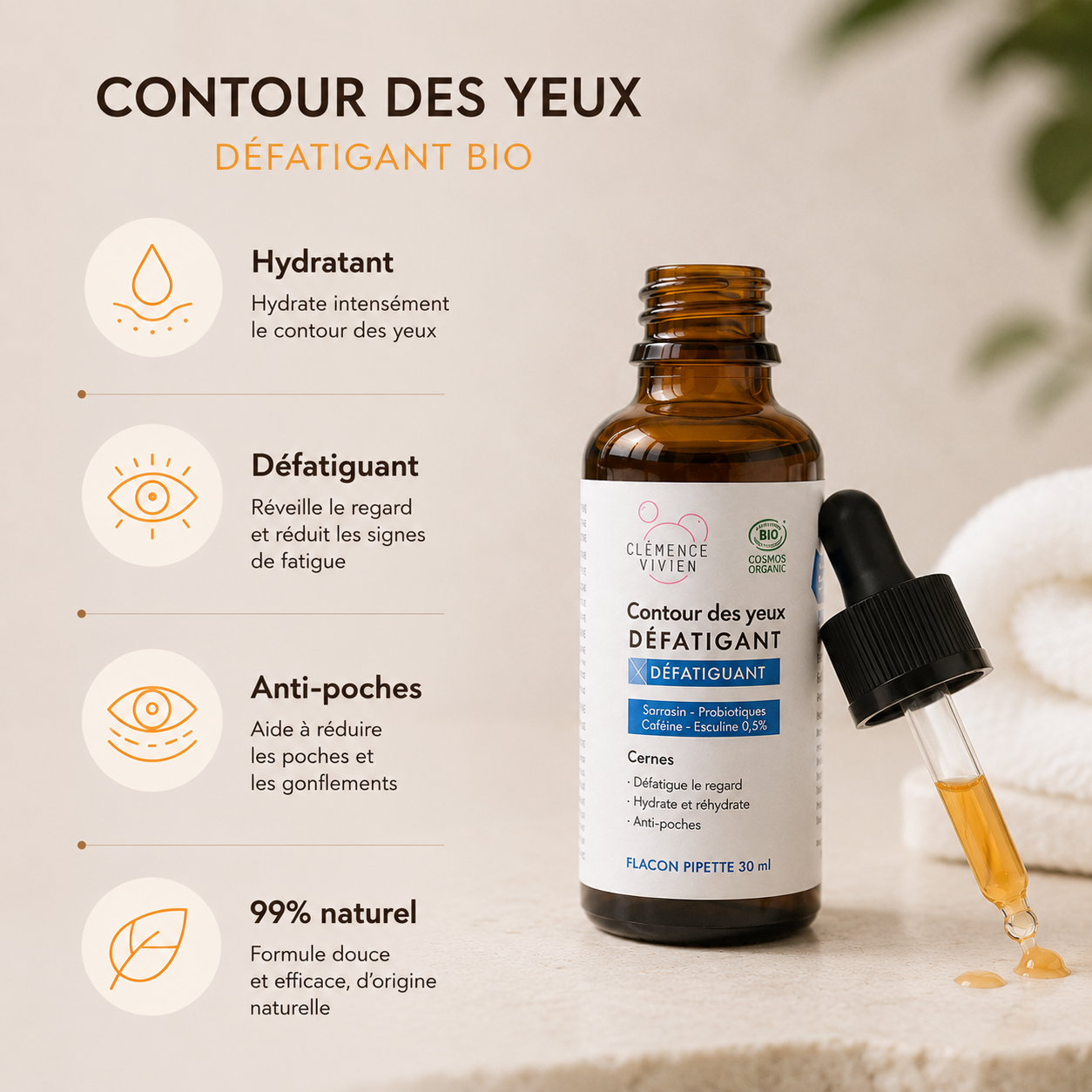 Infographie beauté  contour des yeux hydratant et défatiguant