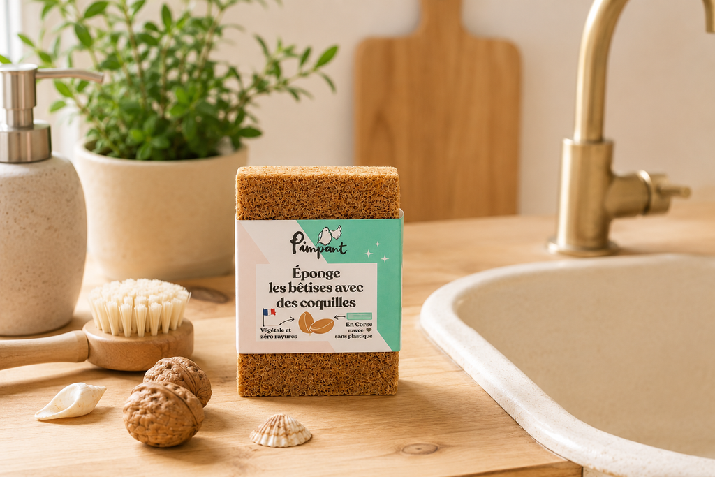 Éponge écologique Pimpant dans une cuisine minimaliste naturelle