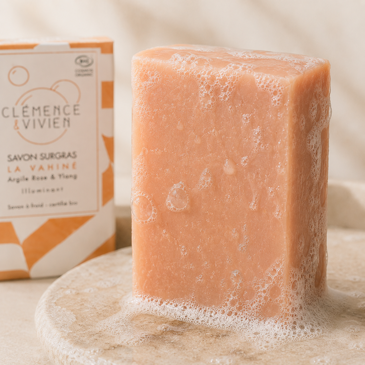 Savon surgras la Vahiné argile rose/ylang - Clémence & Vivien