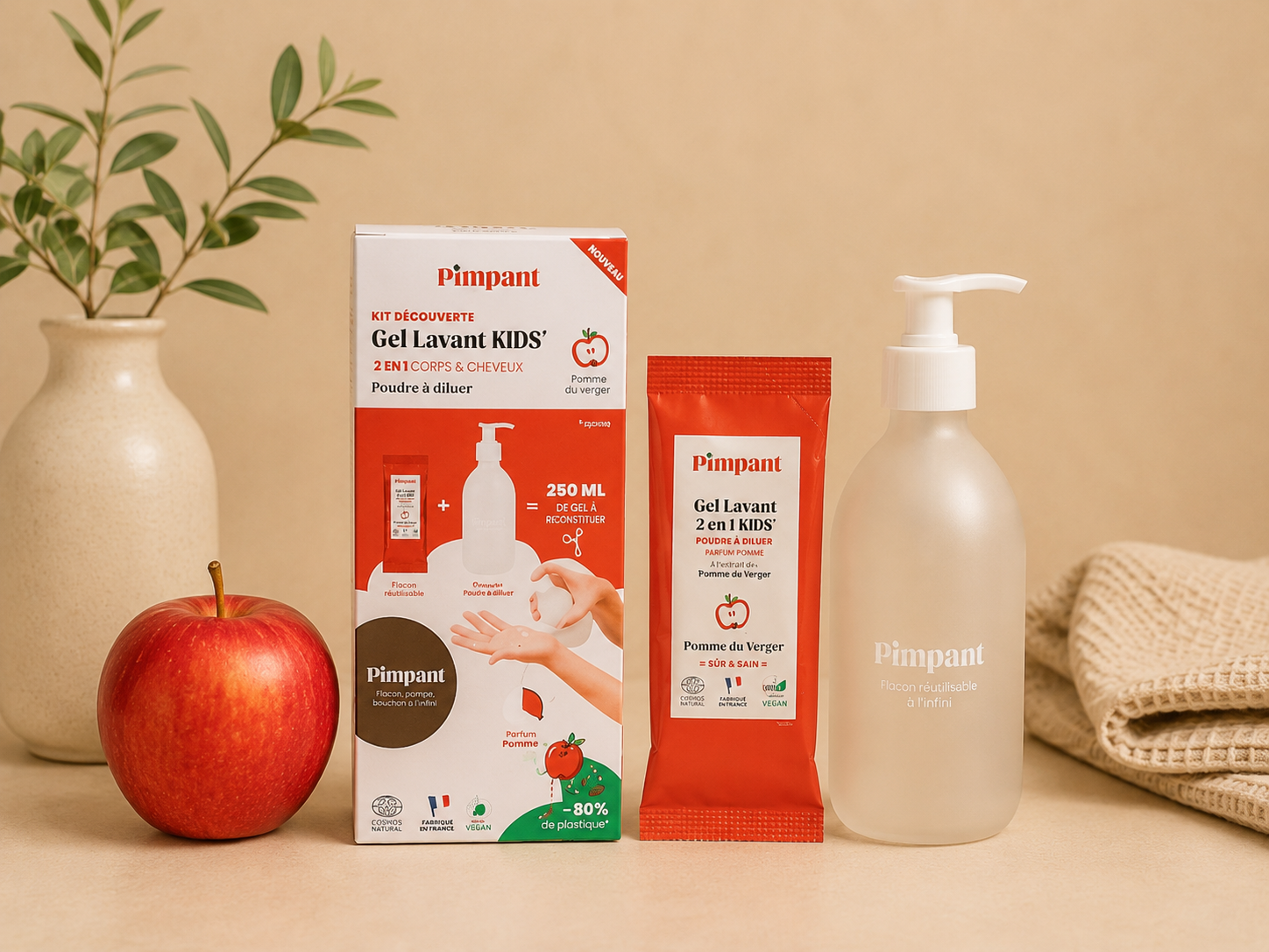 Kit découverte gel lavant 2 en 1 kids pomme du verger - Pimpant
